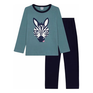 Petit Bateau - Zebra Organic Cotton Pajamas | Blue