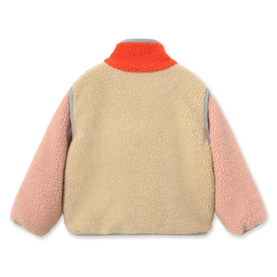 Tinycottons – Sherpa-Jacke im Color-Blocking-Stil | Rosa