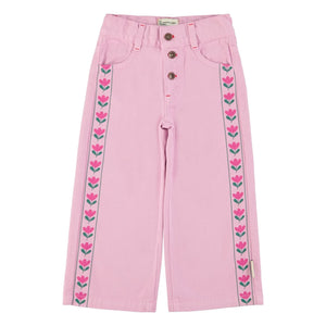 Piupiuchick - Flare Fleuri Twill Pantolon | Pembe