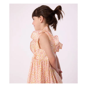 Petit Bateau – Geringeltes Kleid aus Bio-Baumwollpopeline | Koralle