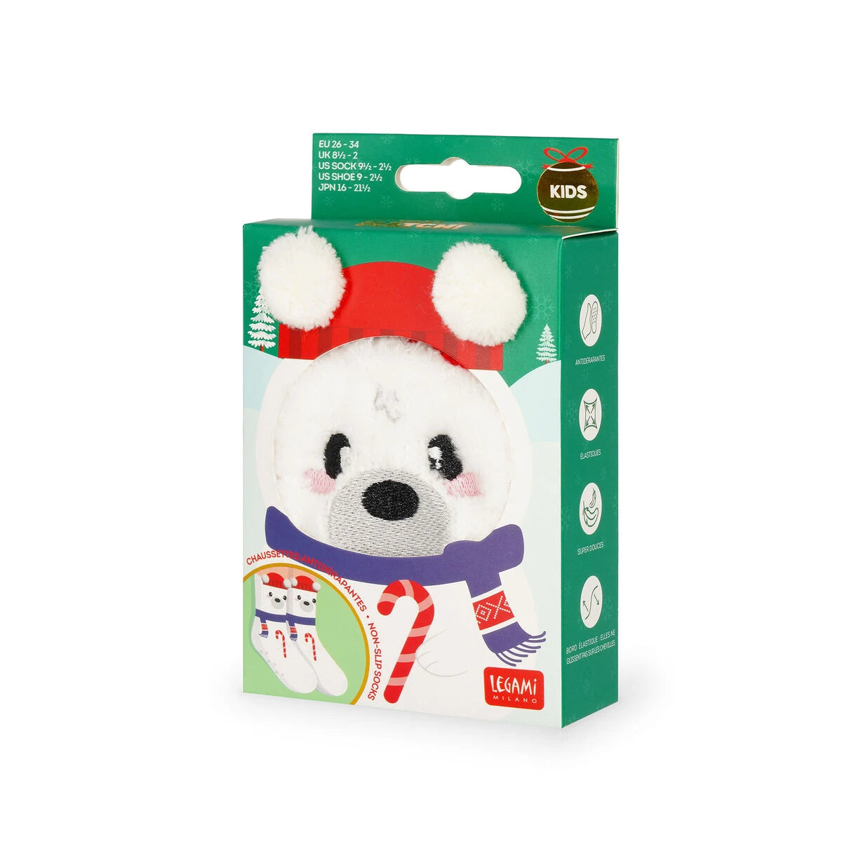 Legami - Kinder Weihnachts-Slipper Socken Polar Bear - Perfekte Passform!