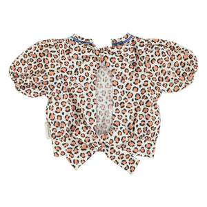 Piupiuchick - Organik Pamuk Leopar Crop Bluz | Ekru
