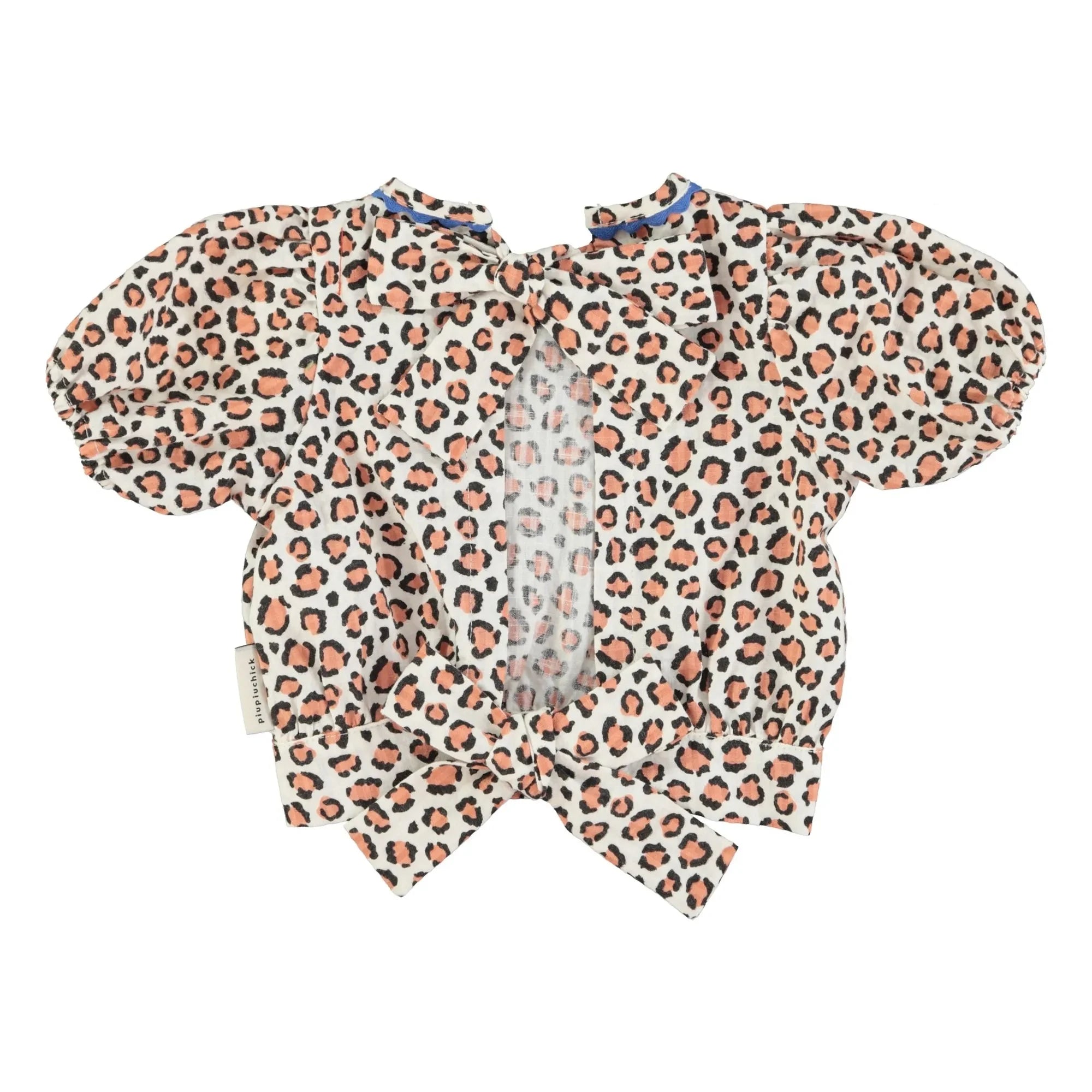 Piupiuchick - Organik Pamuk Leopar Crop Bluz | Ekru