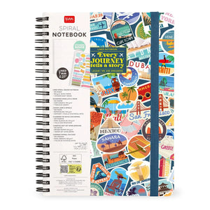 Legami - Liniertes A4-Notizbuch - Illustriertes Hardcover - Reiseaufkleber - Spiralgebunden