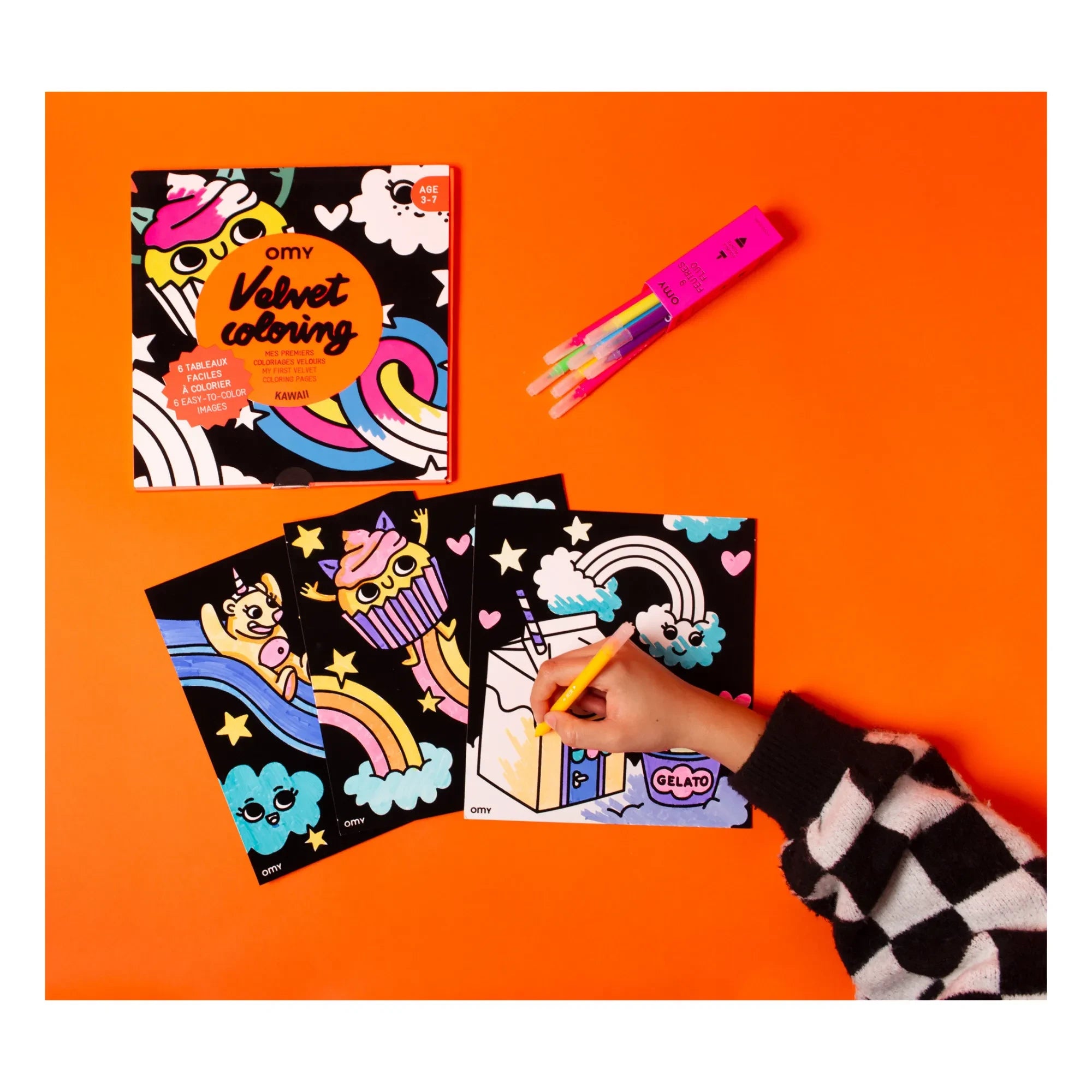 Omy - Samt-Malbuch - Kawaii | Orange