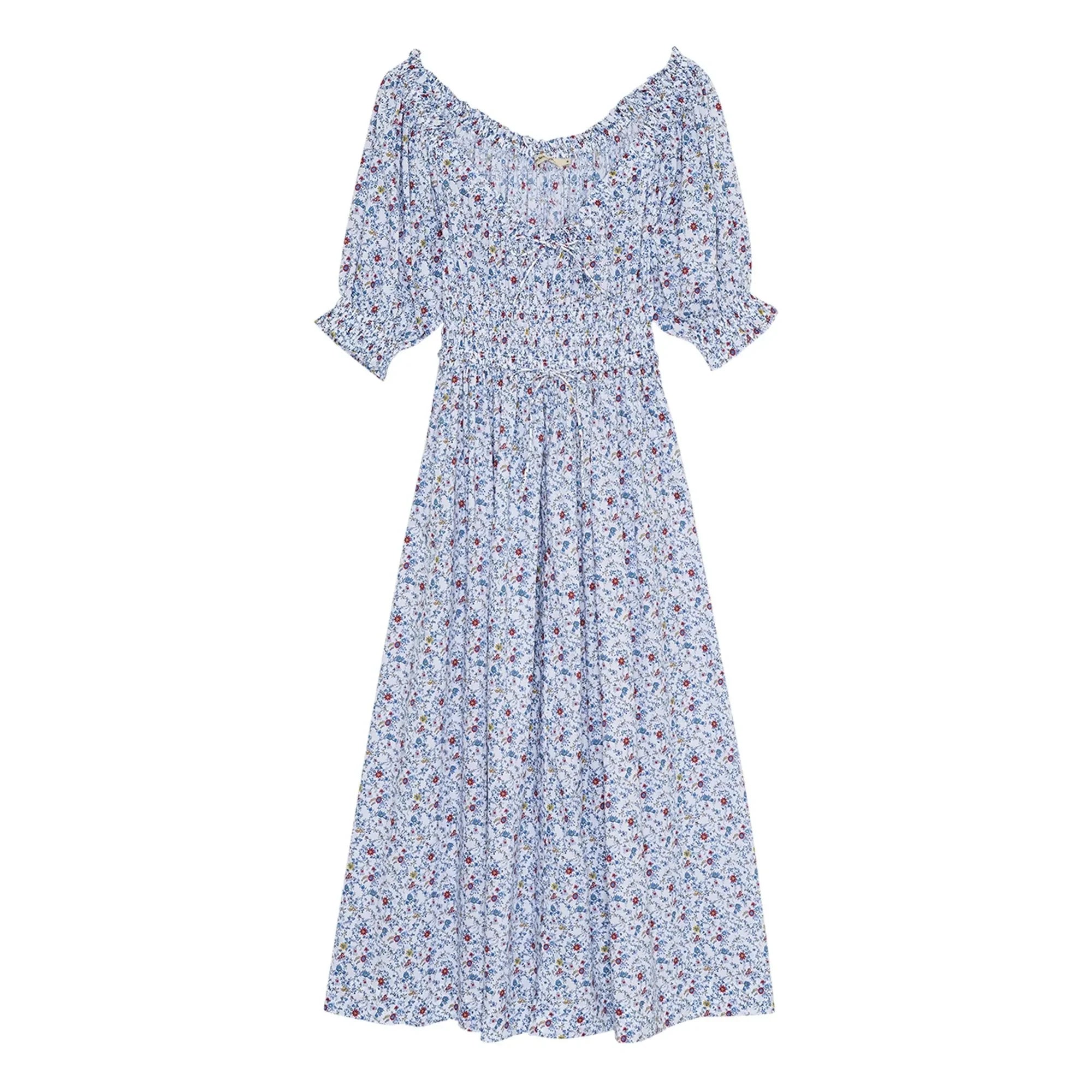 the new society - Cloe Cotton Dress | Blue