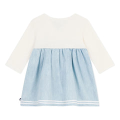 Petit Bateau - Chambray Büzgülü Elbise | Ecru