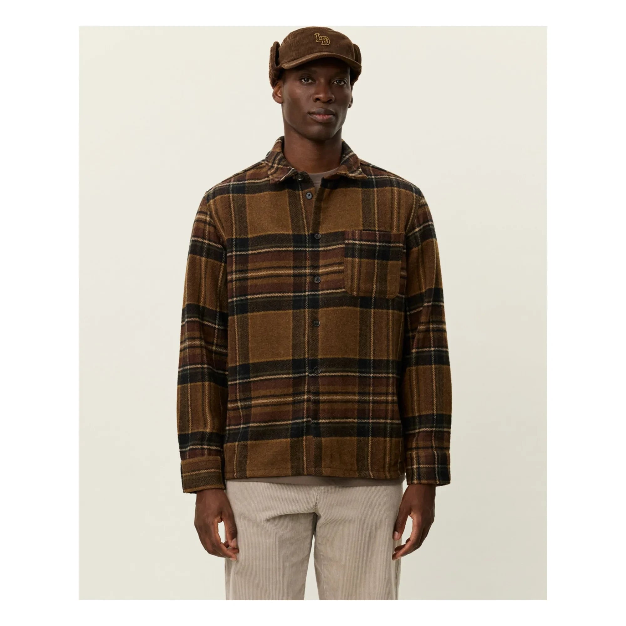 Les Deux - Kaleb Ekoseli Yün Overshirt | Kahverengi