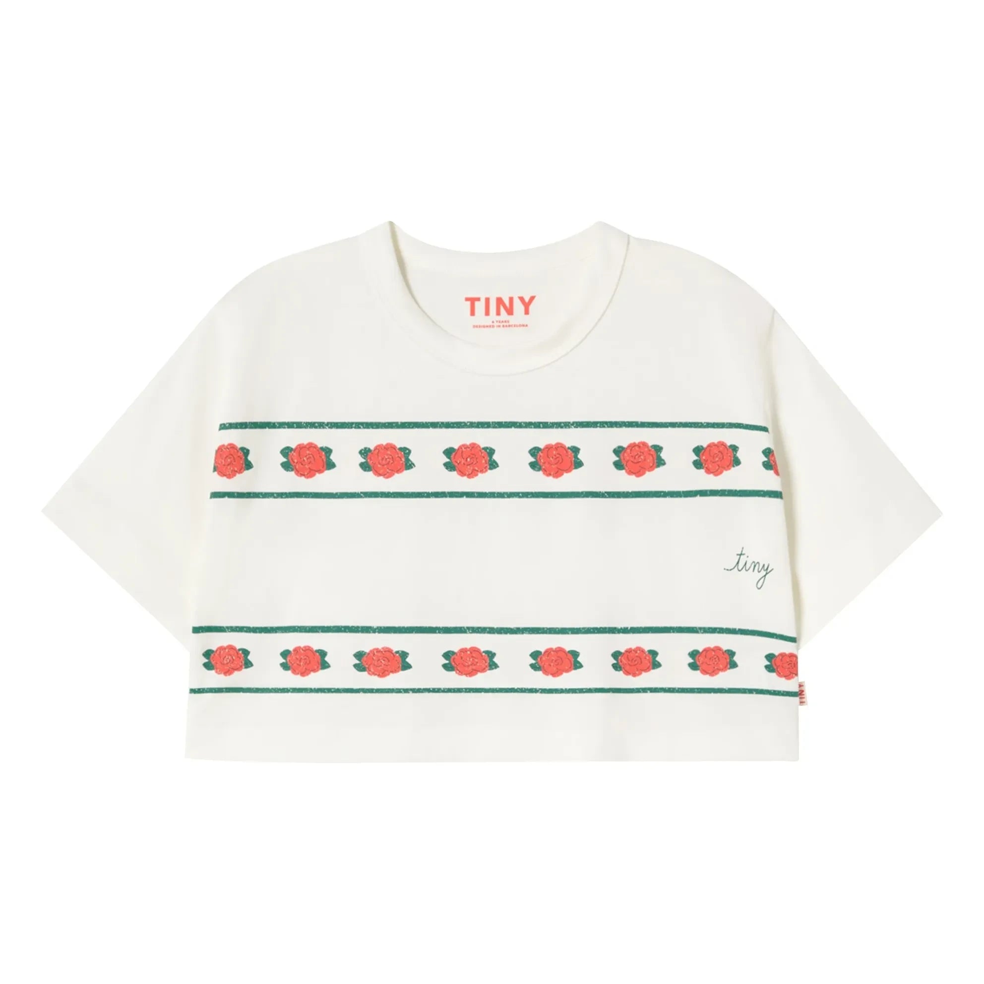 Tinycottons - Crop Roses Organic Cotton T-Shirt | White