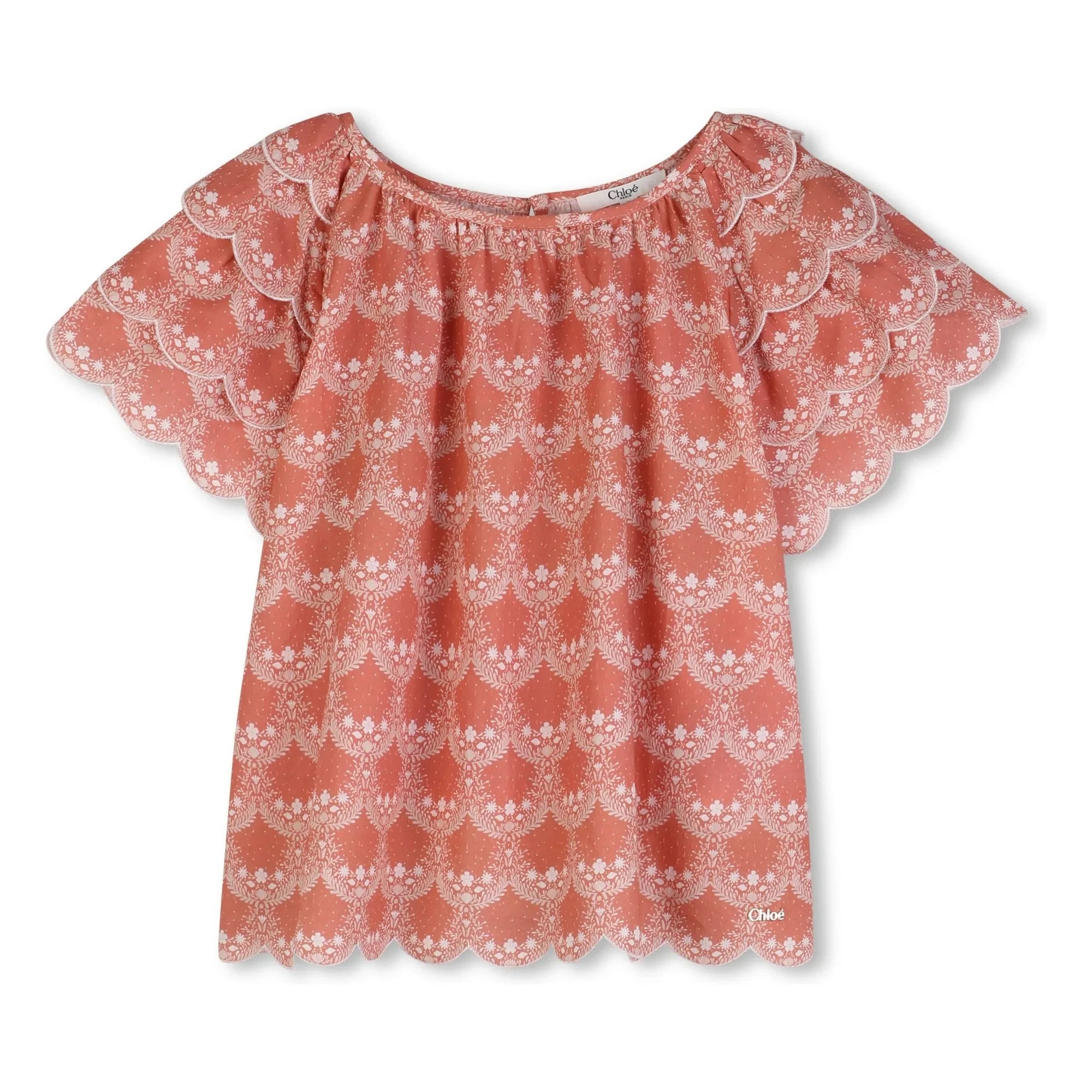 Chloé - Organic cotton ruffled blouse | Peach