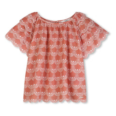 Chloé - Organic cotton ruffled blouse | Peach