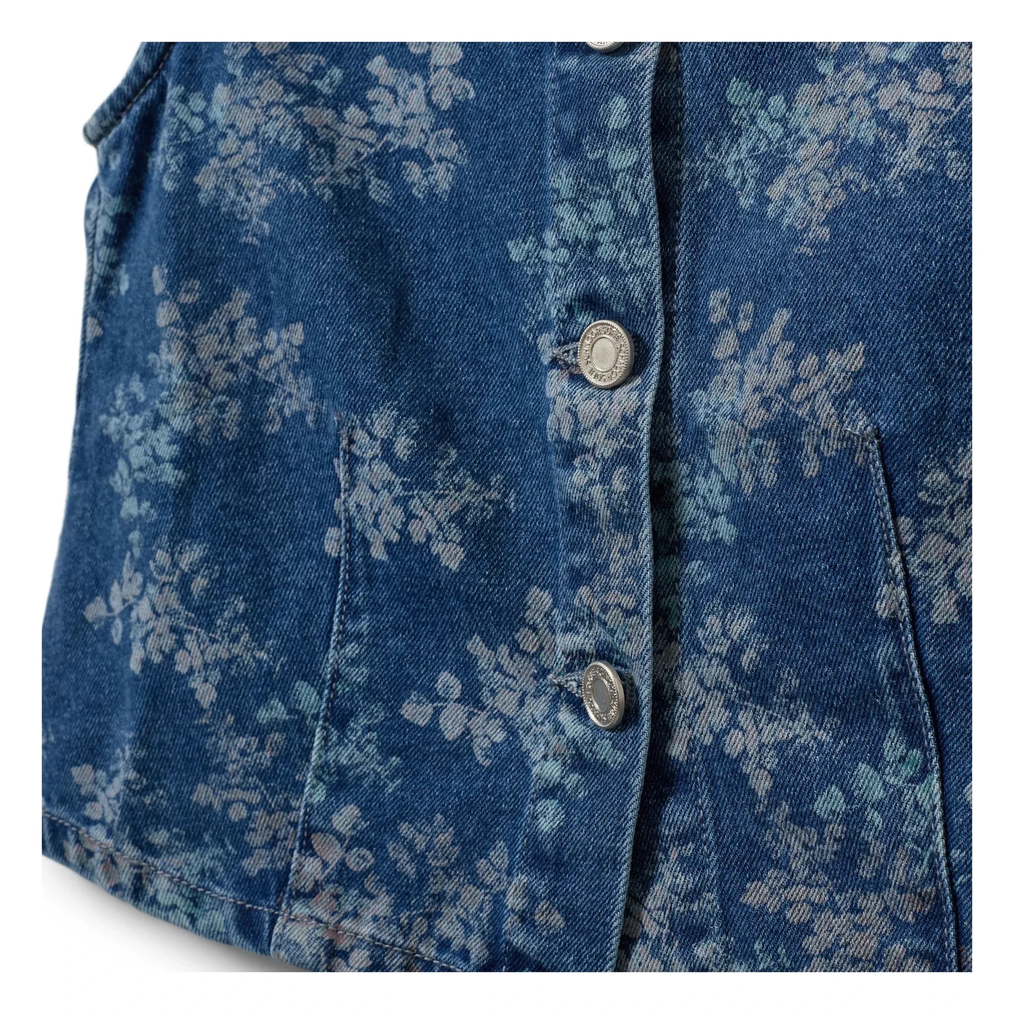 Sofie Schnoor - Carla Fleuri Denim Yelek | Denim mavi
