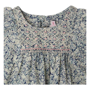 Bonpoint - Cadelili Fleurie Organic Cotton Smocked Dress | Prussian Blue
