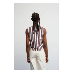 Dr Bloom - Travel Striped Blouse | Aubergine