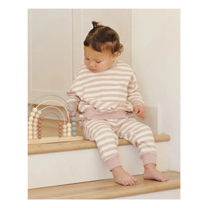 Quincy Mae - Gestreifte Joggerhose aus Bio-Baumwolle | Rosa