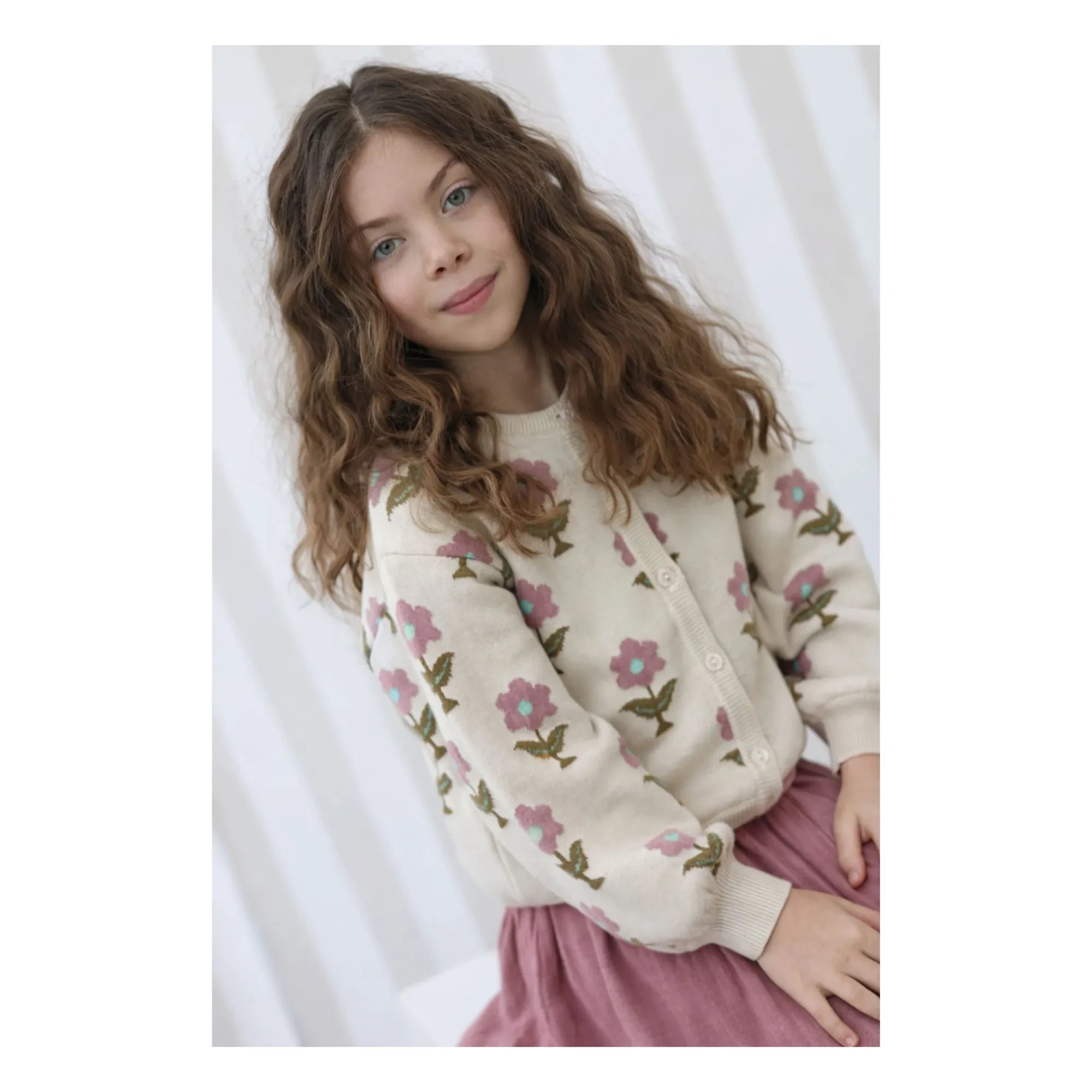 Lililotte - Carla Flowers Cardigan Organik Pamuk | Ekru