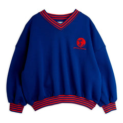 Mini Rodini – Gestreiftes Sweatshirt aus Bio-Baumwolle | Königsblau