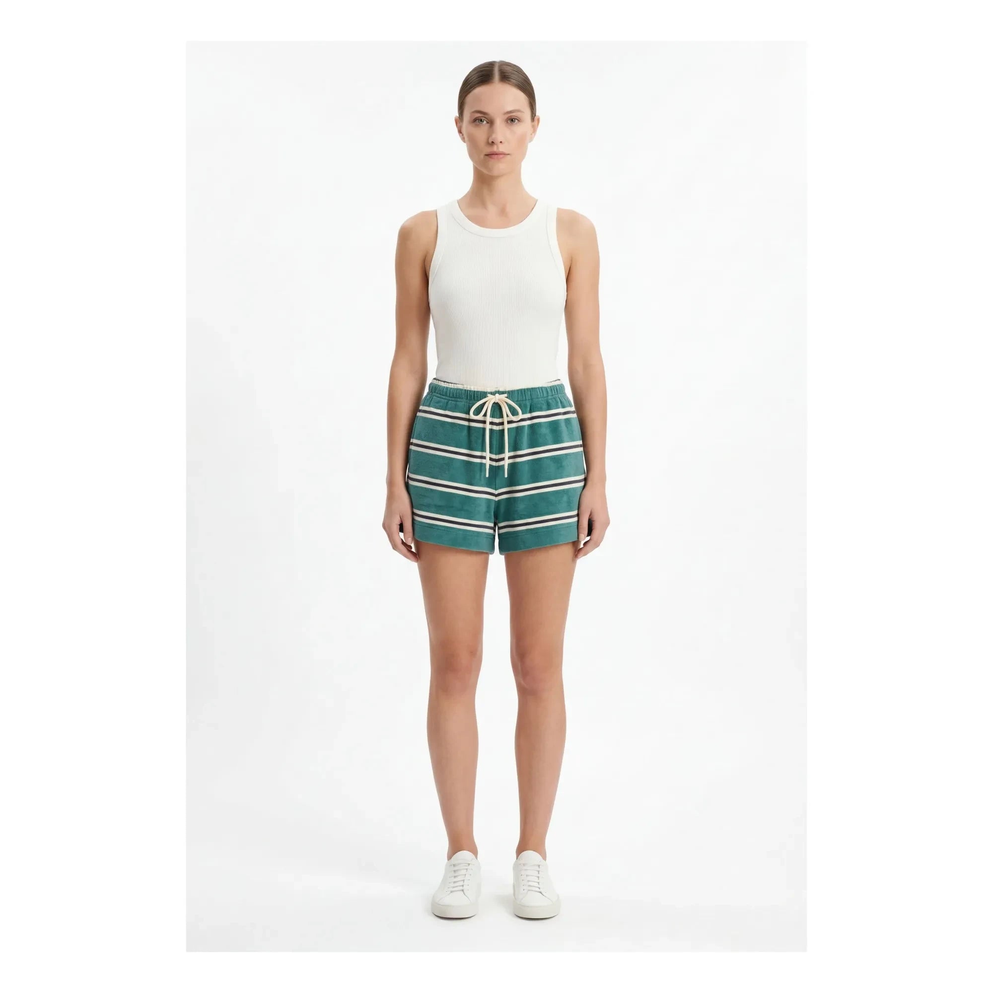 Hod - Beverly Baumwoll-Gestreifte Shorts | Grün