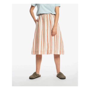 Matona - Striped Linen Midi Skirt | Off-White