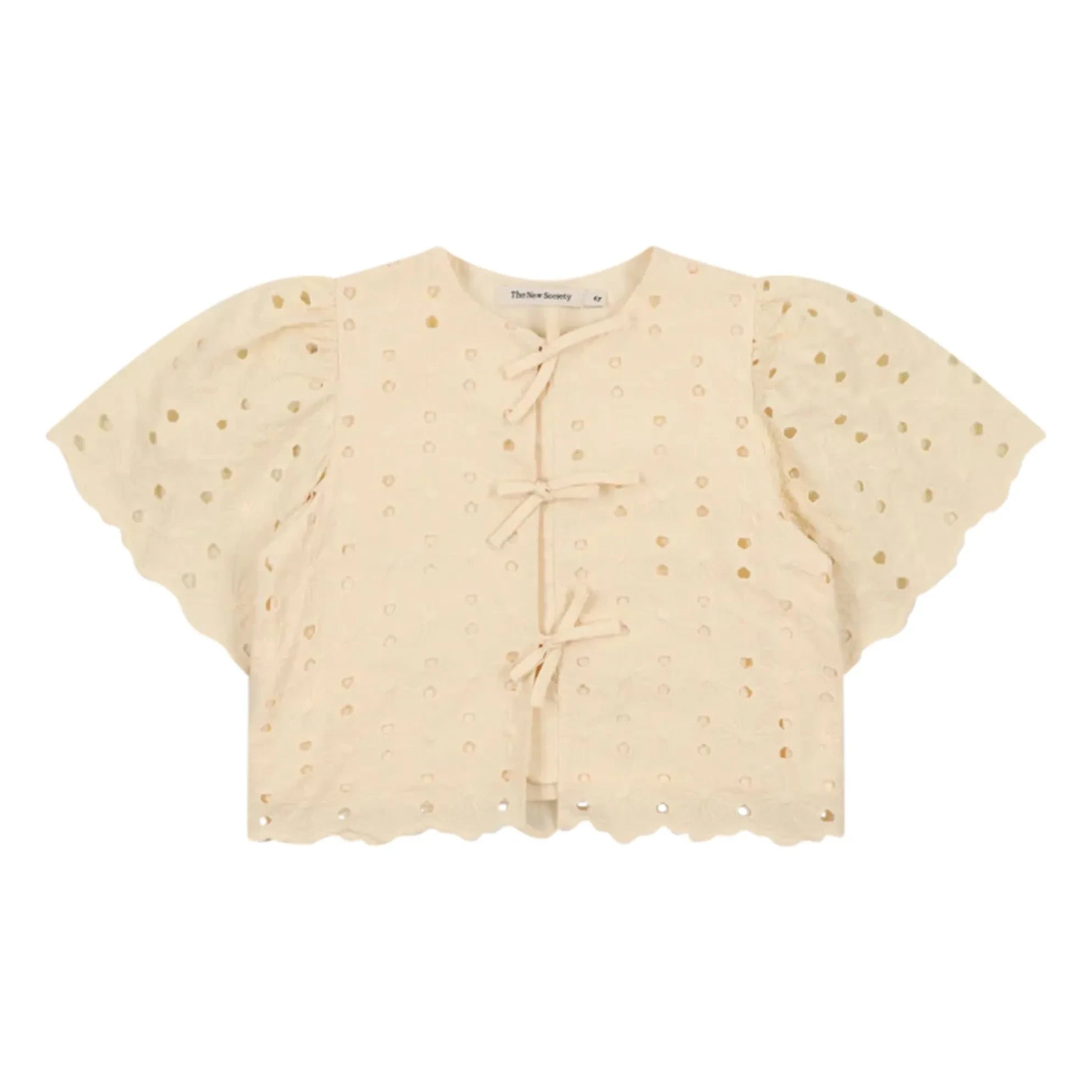 the new society - Broderie Anglaise Creta Bluse | Beige
