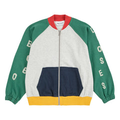 Bobo Choses - Renk bloklu organik pamuklu sweatshirt | Gri melanj