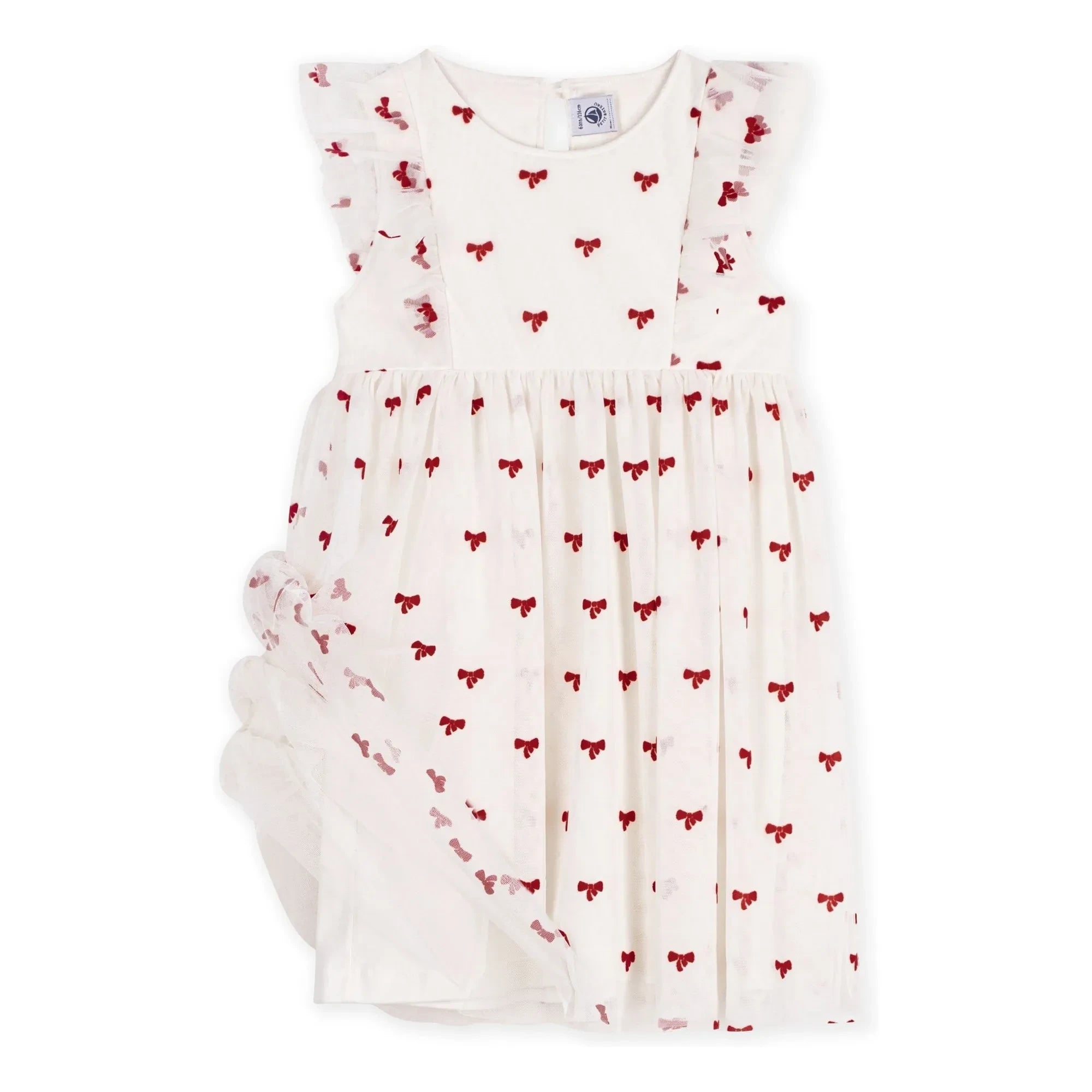 Petit Bateau - Tül Düğümlü Elbise | Ecru