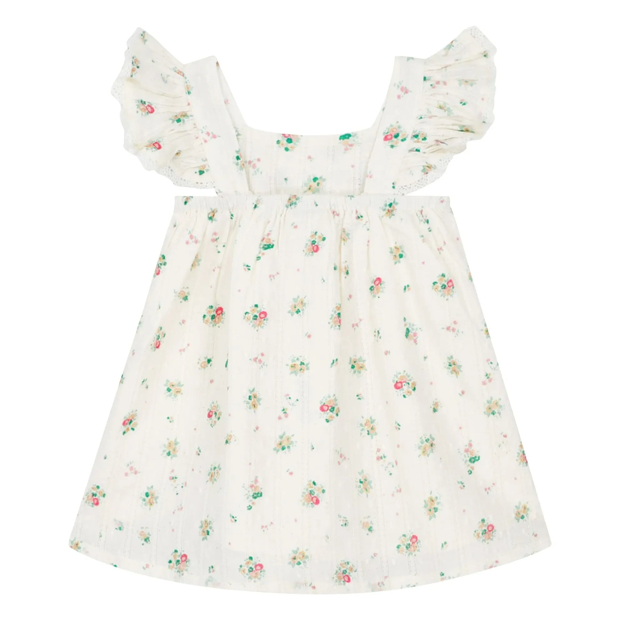 Bonton - Pointelle Nadine Buketler elbise | Beyaz