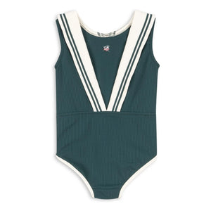 Konges Sløjd - Sailor Recycled Fibre Ribbed Swimsuit | Dark green