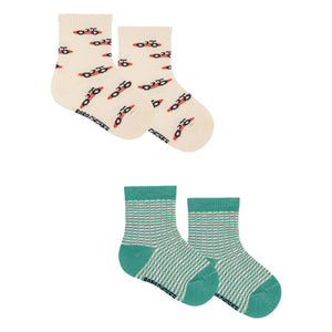 Bobo Choses - Socken-Set mit 2 Paar Autos aus Bio-Baumwolle | Beige