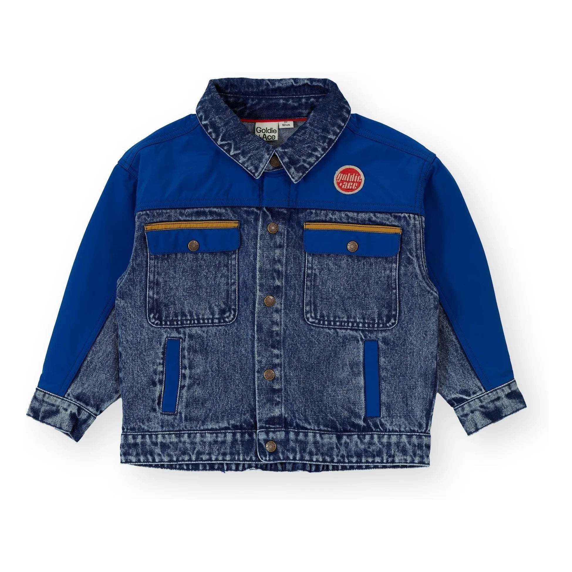 Goldie + Ace - Vintage Denimjacke mit Farbblock-Design | Blau
