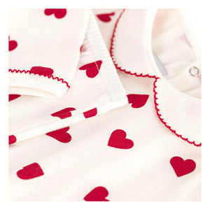 Petit Bateau - Collar Heart Organic Cotton Pajamas | White