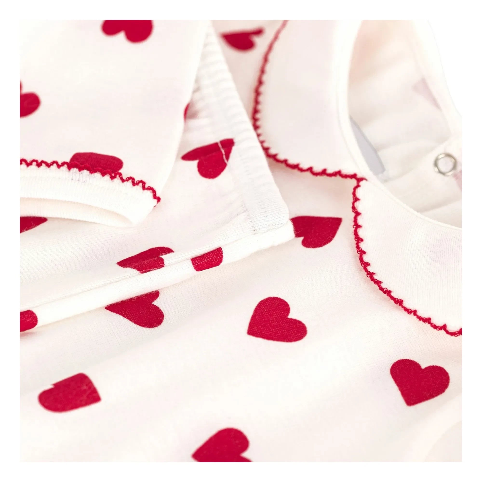 Petit Bateau - Collar Heart Organic Cotton Pajamas | White