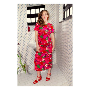 Paloma Collection - Theodora Pop Flower Hamile Elbisesi | Kırmızı
