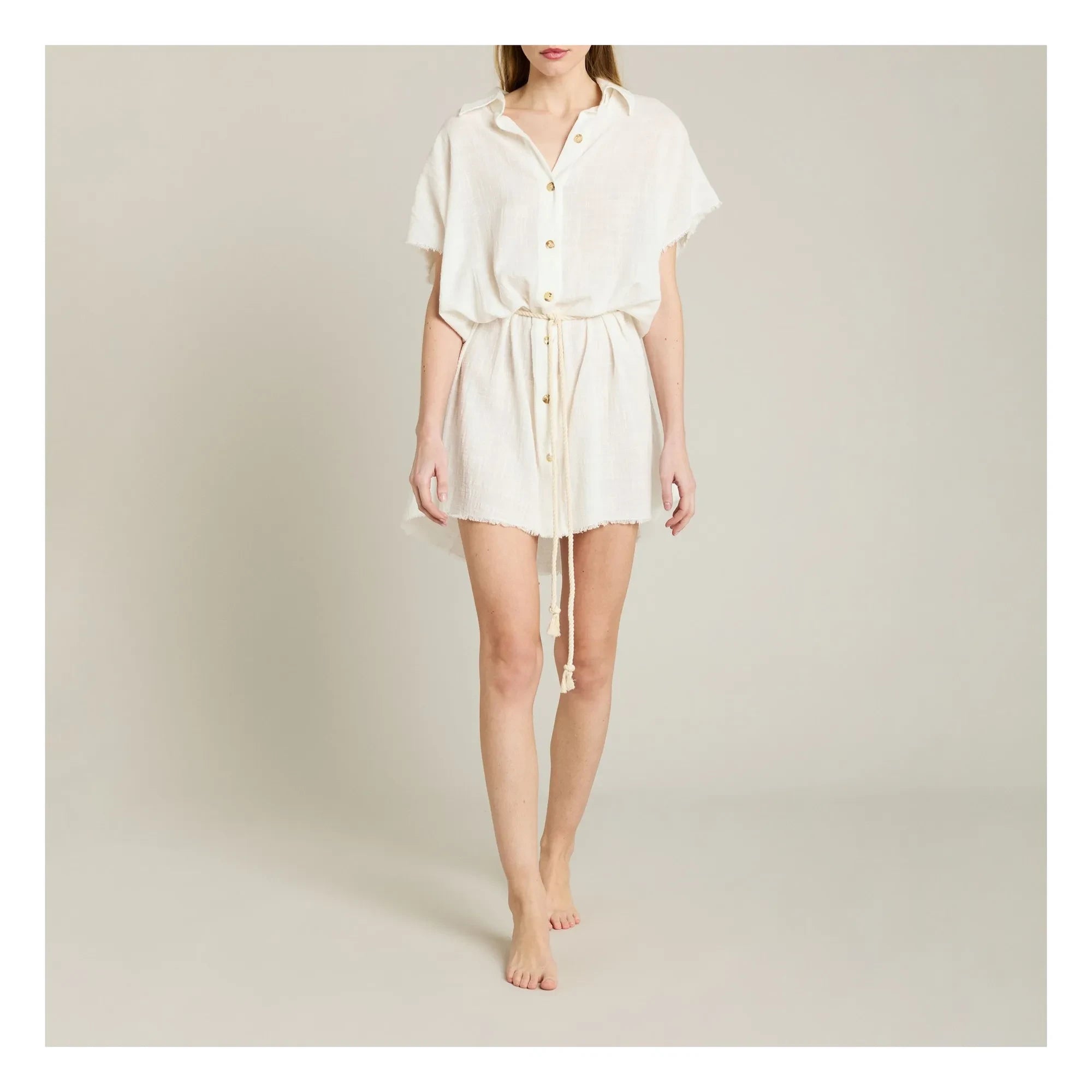 Maison Saint Julien - Paros Gaze-Baumwollkleid | Ecru