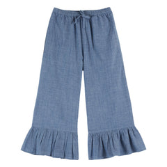 Emile et Ida - Mavi Chambray Fırfırlı Pantolon
