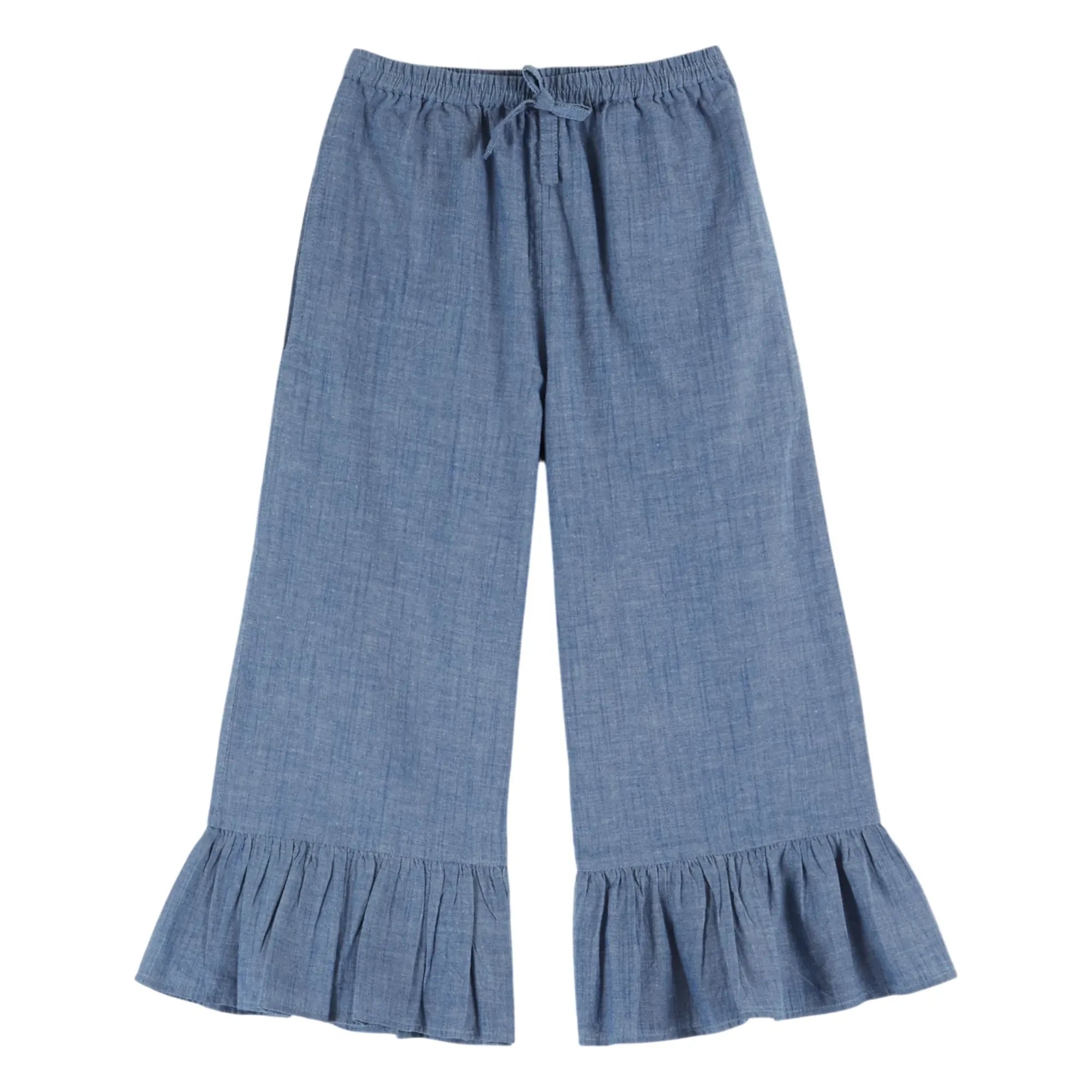 Emile et Ida - Mavi Chambray Fırfırlı Pantolon