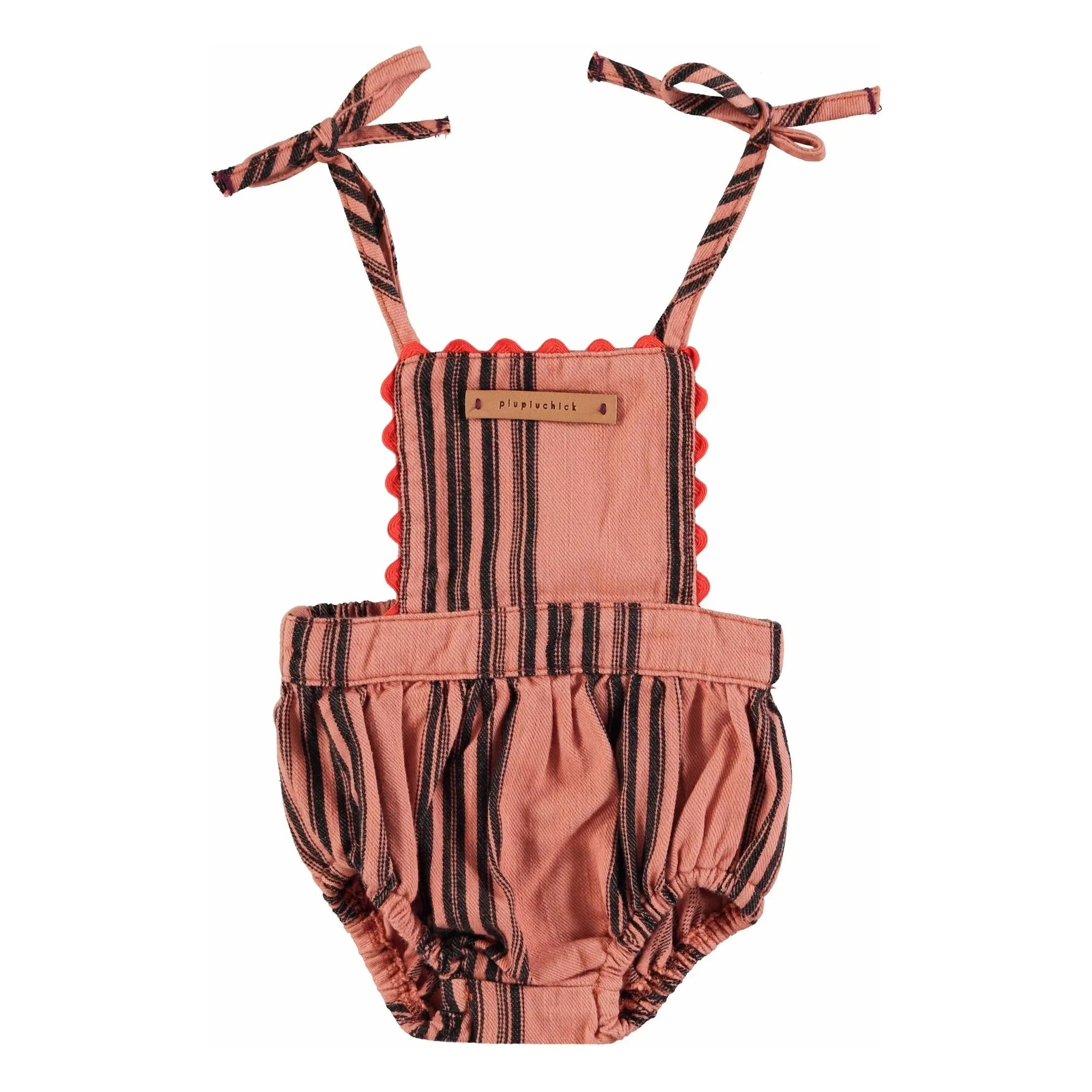Piupiuchick - Organik pamuklu çizgili tulum | Pembe