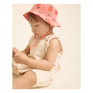 Búho - Strawberry Printed Organic Cotton Baby Hat | Light Red