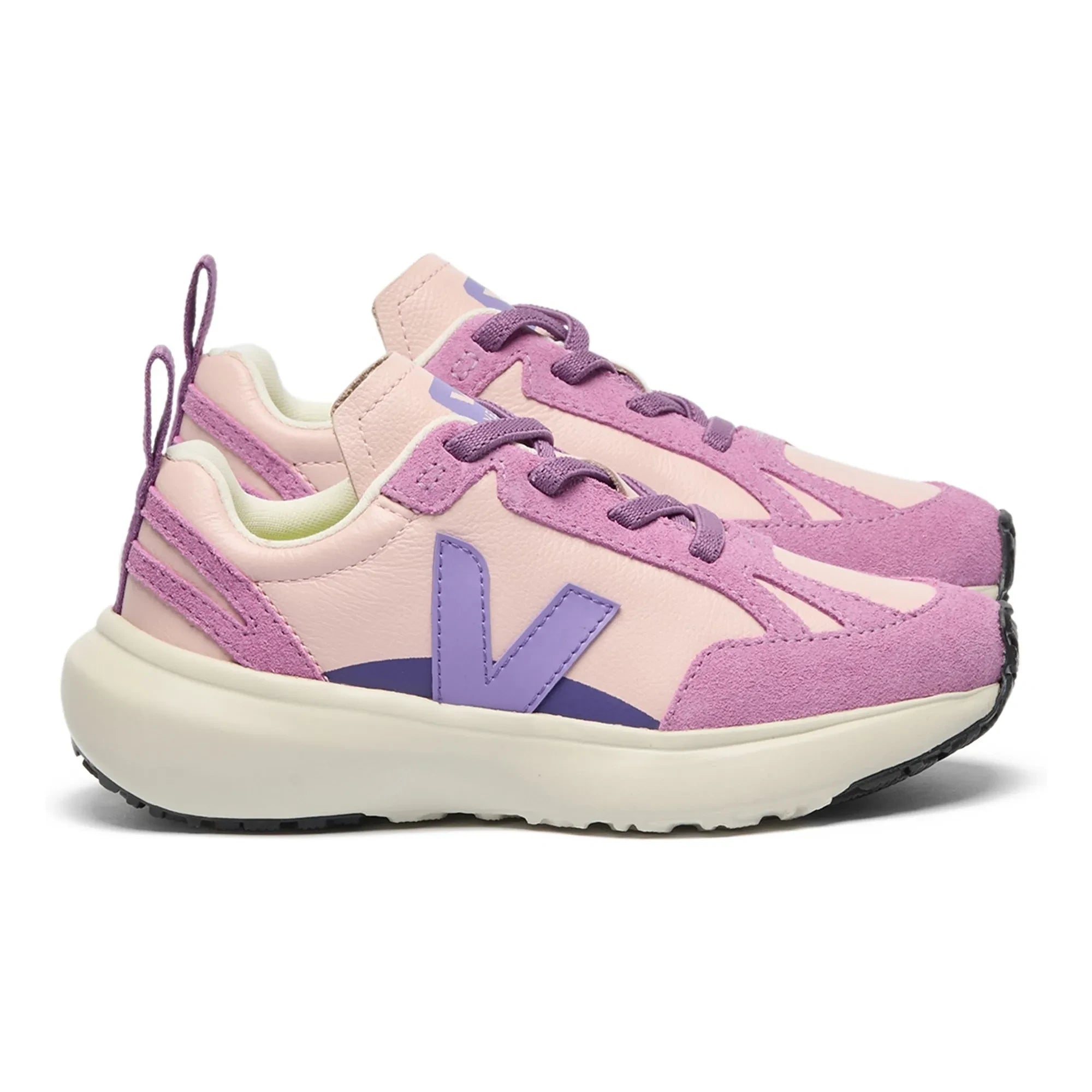 Veja - Elasticated Lace Sneakers Small Canary Light Leather O.T. | Pink