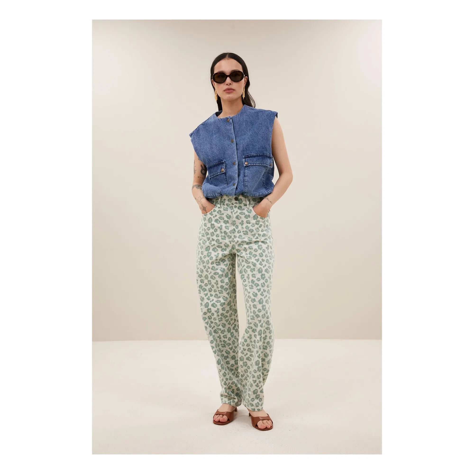 By Bar - Maggie Organik Pamuk Denim Kolsuz Ceket | Kot mavisi