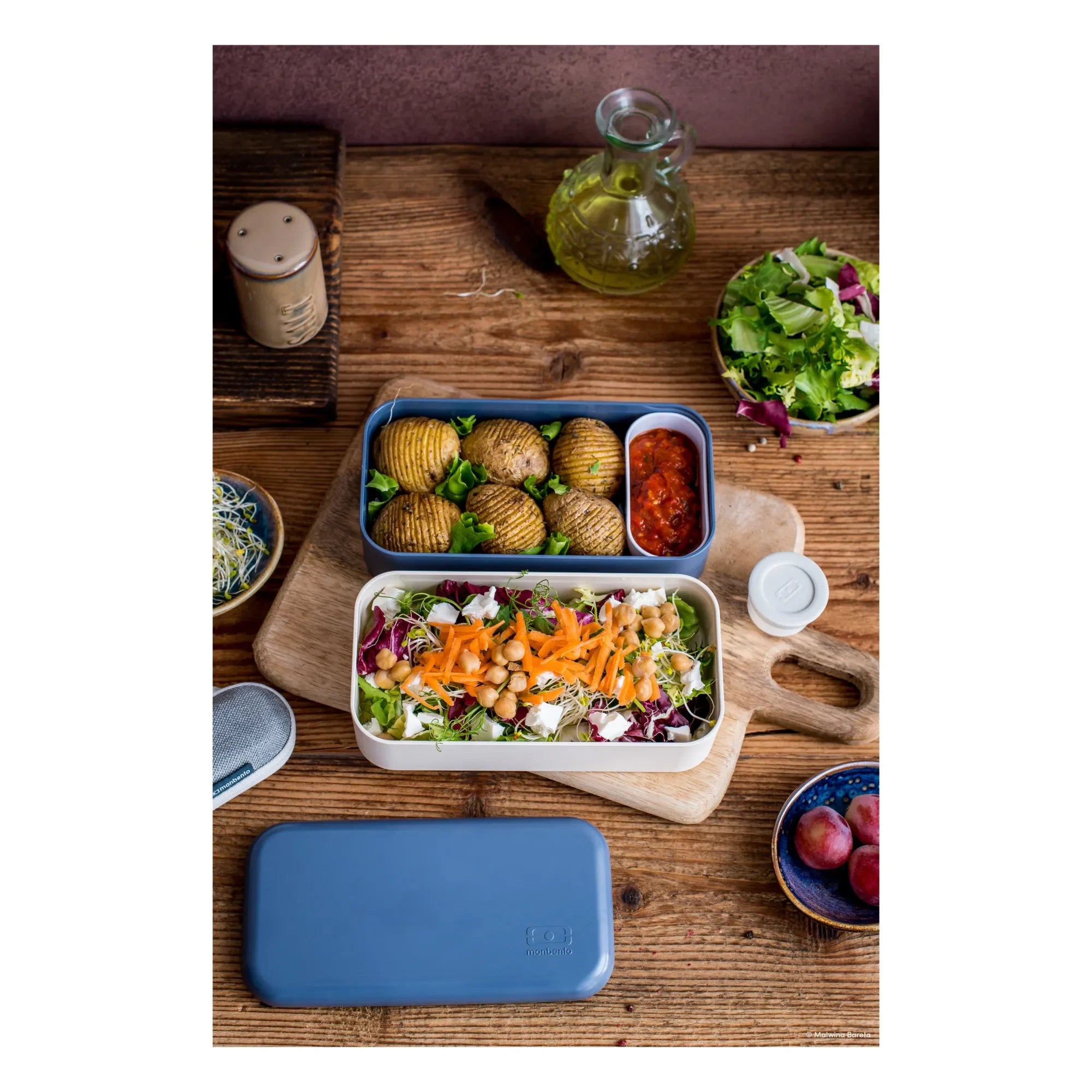 Monbento - MB Original Double Leakproof Compartment Bento | Blue
