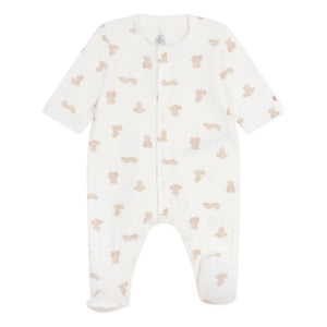 Petit Bateau - Dors Bien Oursons organik pamuklu pijama | Beyaz