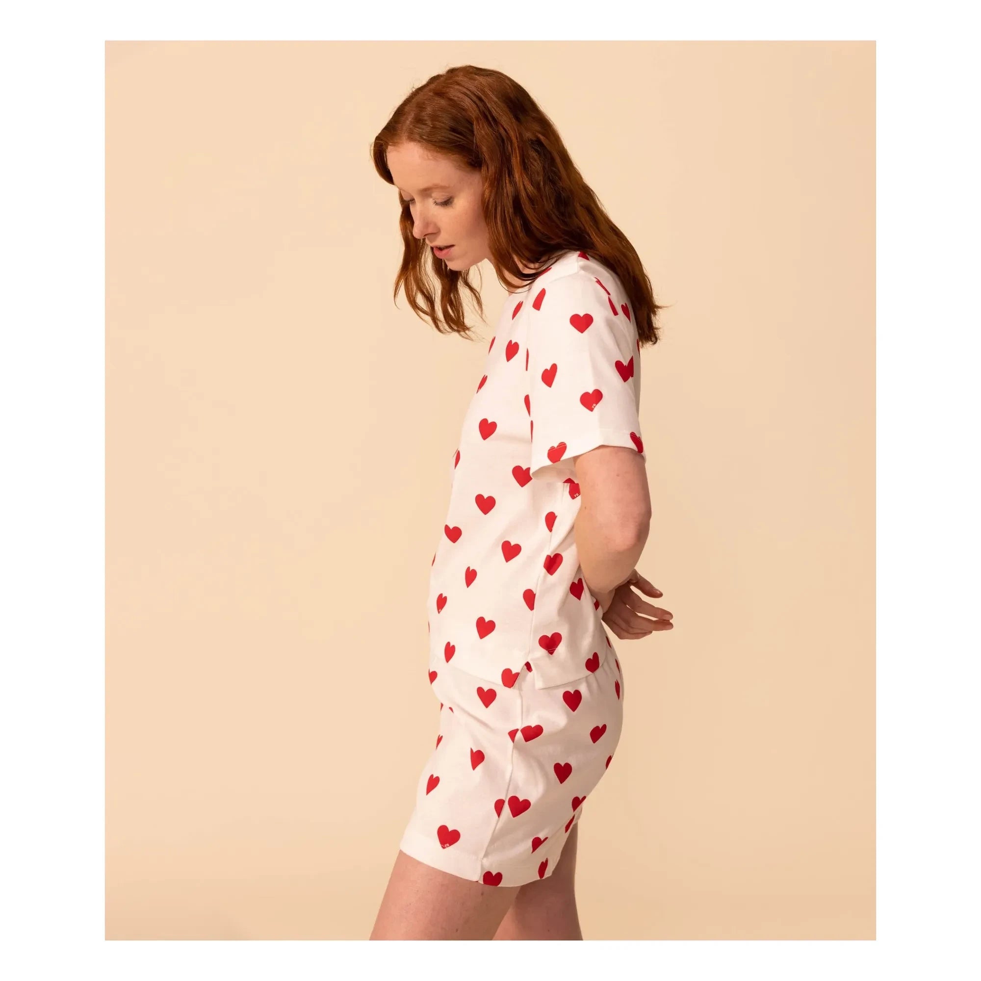 Petit Bateau – Schlafshorts mit Herzchen – Damenkollektion | Weiß