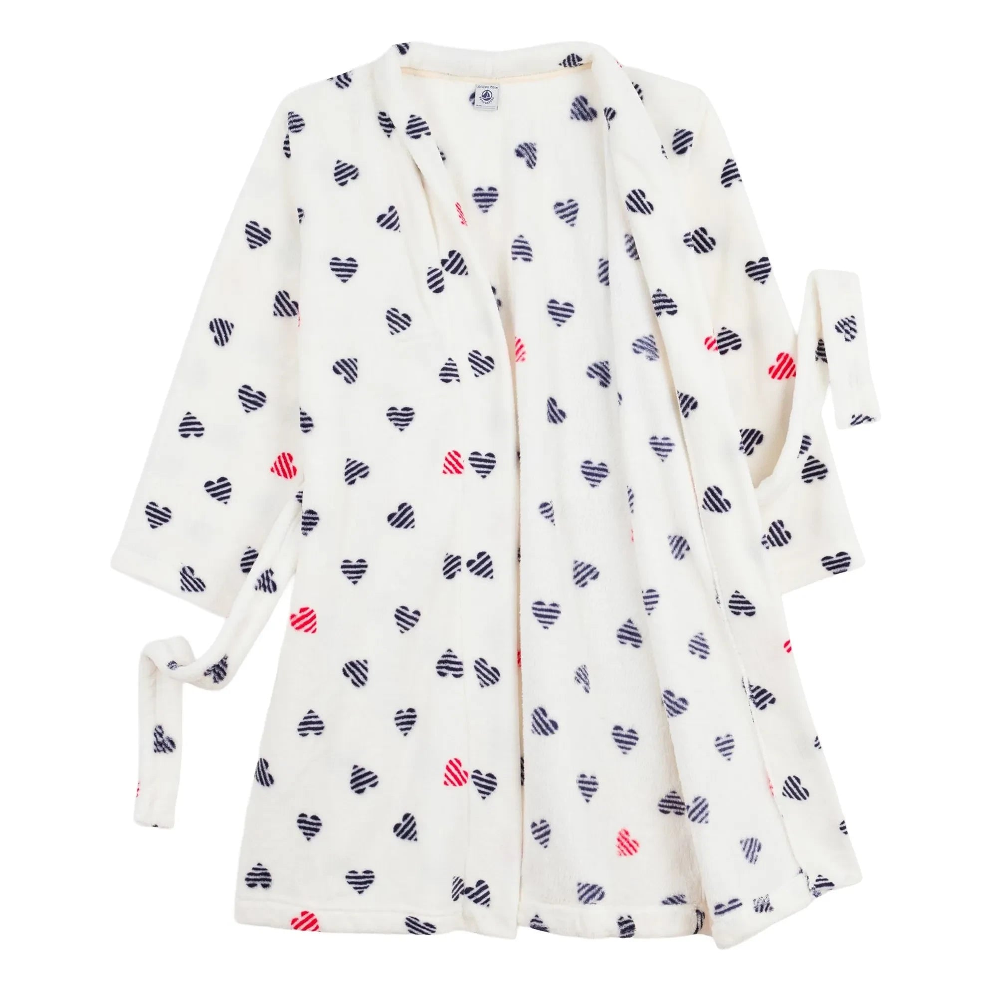 Petit Bateau - Gestreifte Herzen Morgenmantel | Weiß