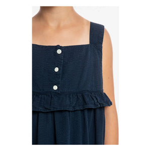 Matona - Halb-langes Rüschenkleid Bio-Baumwolle | Marineblau