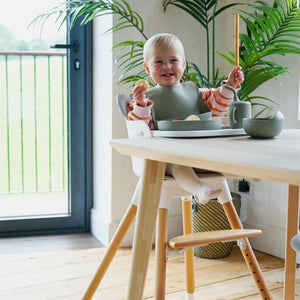 Bababing Una Highchair - White/Wood/Grey-Highchairs-White/Wood/Grey- | Natural Baby Shower