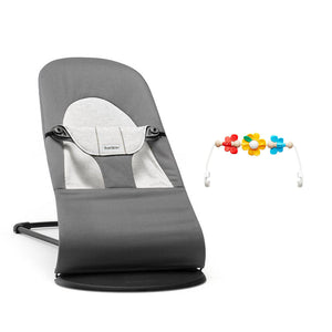 BabyBjorn Balance Woven Baby Bouncer - Black Frame - Dark Grey/Grey-Baby Bouncers-Flying Friends- | Natural Baby Shower