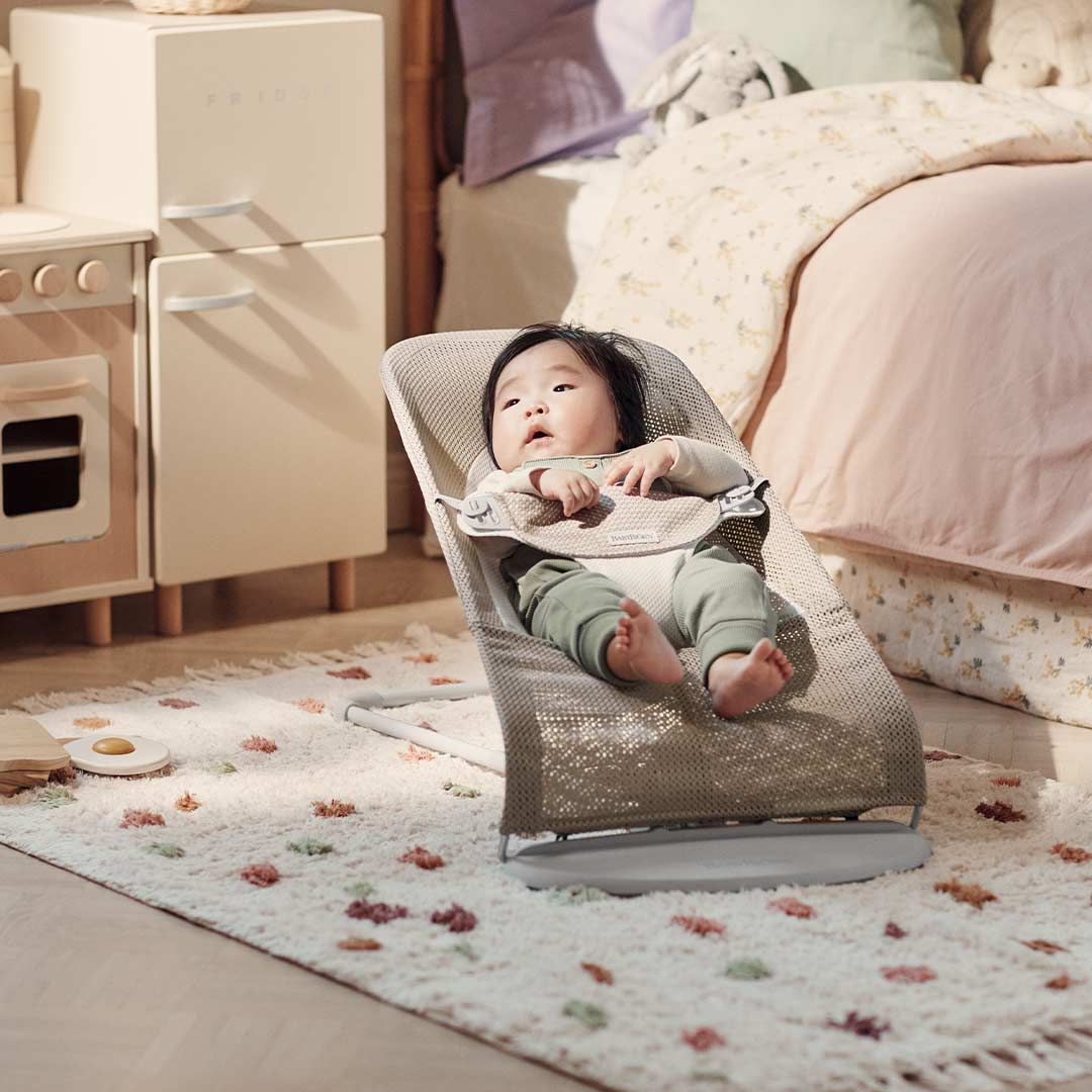 BabyBjorn Balance Soft Mesh Baby Bouncer - Grey Frame - Grey Beige-Baby Bouncers- | Natural Baby Shower