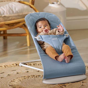 BabyBjörn Bliss Woven Petal Quilt Baby Bouncer - Blue-Baby Bouncers-Blue- | Natural Baby Shower
