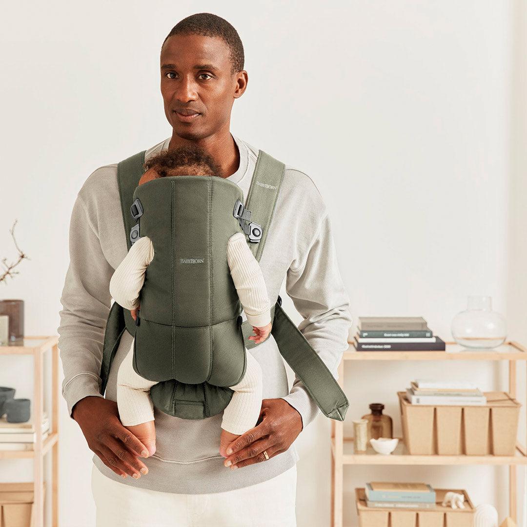 BabyBjorn Mini Woven Baby Carrier - Dark Green-Baby Carriers- | Natural Baby Shower